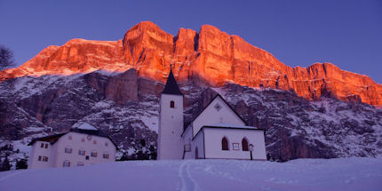 Alta Badia's limestone peaks catch the setting sun